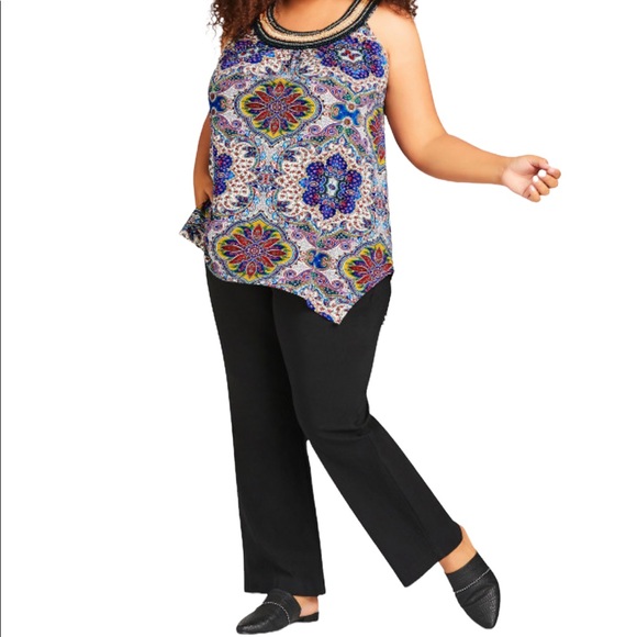 NWT Avenue 14/16 (1X) beaded print top - Picture 6 of 14